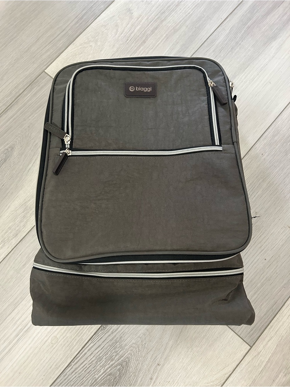 Biaggi  Gray Travel Backpack with Front Zip Pockets